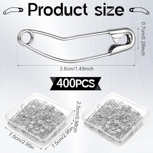 Retrowavy 400 Pcs Curved Safety Pins1.5 Inch Quilting Basting Sewing