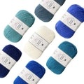 Woolen Delights #4 Soft Wool Yarn, 7-Pack (1218Yds/700G), Blue Pack
