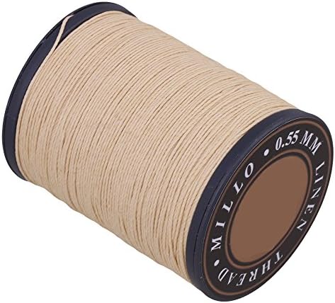 0.55mm Dia 150m Length Beige Round Flax Waxed Linen Sewing Cord Wax