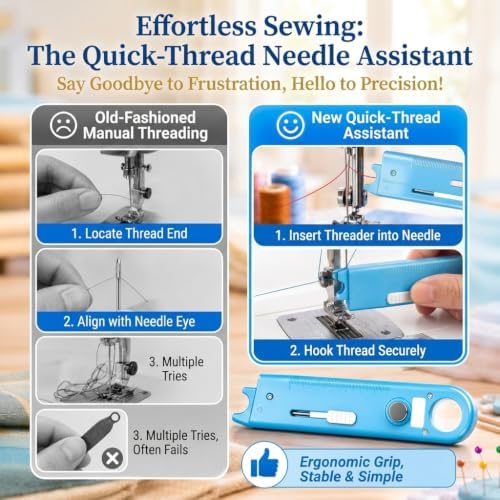 2Pcs Quick Needle Threader for Sewing, 3-in-1 Threader Tool Combining