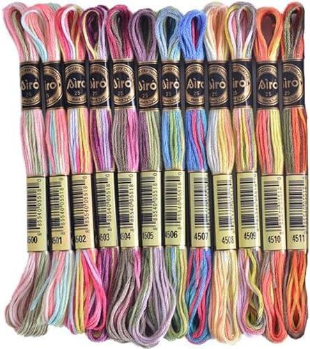 12 Skeins Gradient Polyester Embroidery Floss Cross Threads Bracelet