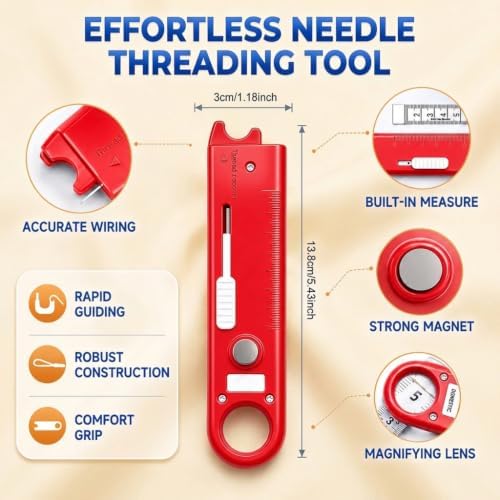 2Pcs Quick Needle Threader for Sewing, 3-in-1 Threader Tool Combining