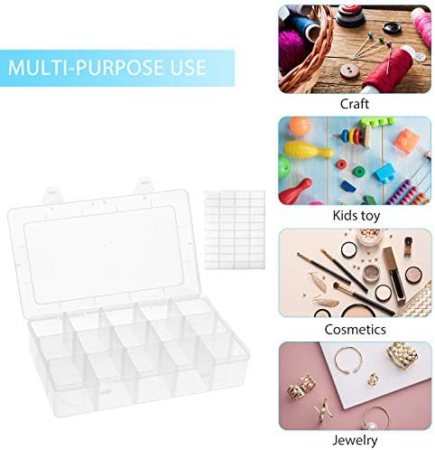 Umirokin 2 Pack 15 Grids Clear Plastic Organizer Box with Adjustable