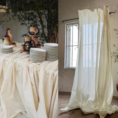 63in x 10.9 Yards 100% Cotton Muslin Fabric, Medium Weight Natural