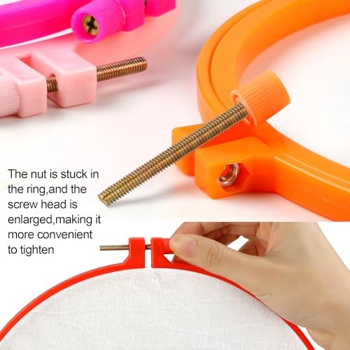 Phinus 6 Pcs Embroidery Hoop 6 Size, Round Plastic Cross Stitch Hoop