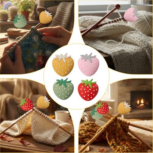 4 Pcs Knitting Needle Point Protectors, Needle Stoppers Cartoon