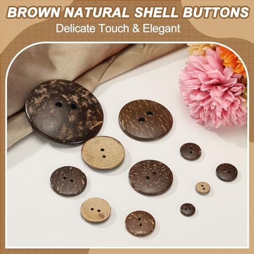 Natural Coconut Shell Buttons, 2 Holes Wooden Buttons - Fitting for
