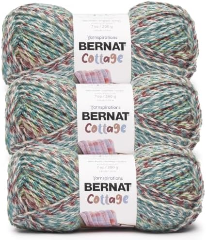 Bernat Cottage, Bulky Soft Yarn for Crocheting, Teal Time, 3-Pack