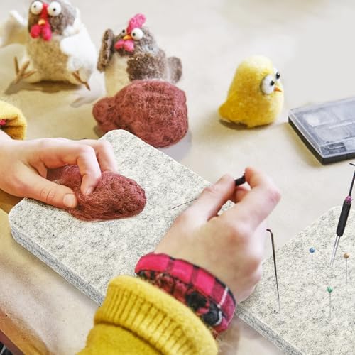 Nicunom 3 Pack Needle Felting Mat, Natural Wool Needle Felting Pad