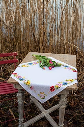 Vervaco Counted Cross Stitch Tablecloth Kit 32"X32"-Colourful Flowers