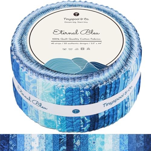 Eternal Bleu Cotton Precut Fabric Strips, 40-Piece Roll