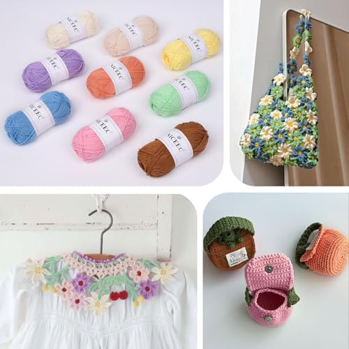 NICEEC 7 Skeins Soft Baby Cotton Yarn 616yds/12.32oz - Series 3