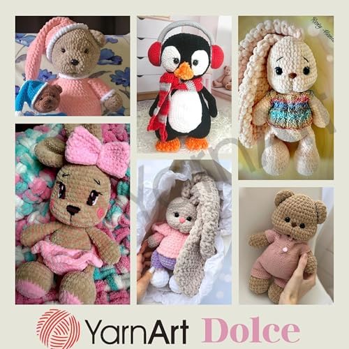 YarnArt Dolce Chenille Yarn – Soft Velvet Yarn for Amigurumi, Plush
