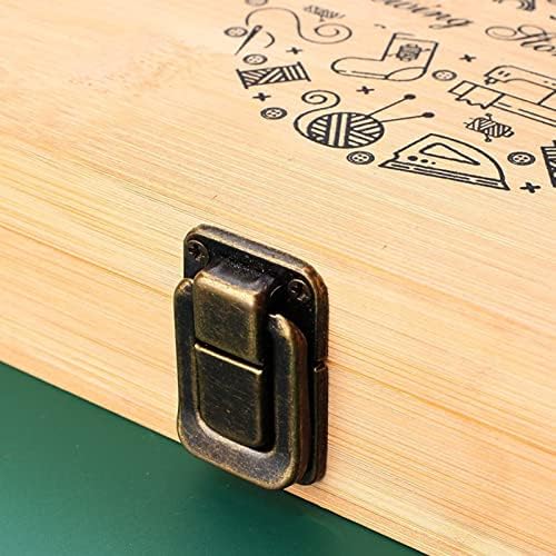 Complete Sewing Kit with Wooden Storage Box, Double Layer Sewing