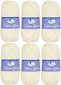 Threadart Natural Cotton Crochet Yarn - 6 Pack 50g Worsted #4