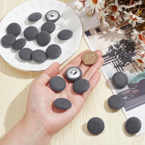 NBEADS 20 Pcs Fabric Cloth Covered Buttons, 26mm Fabric Metal Shank
