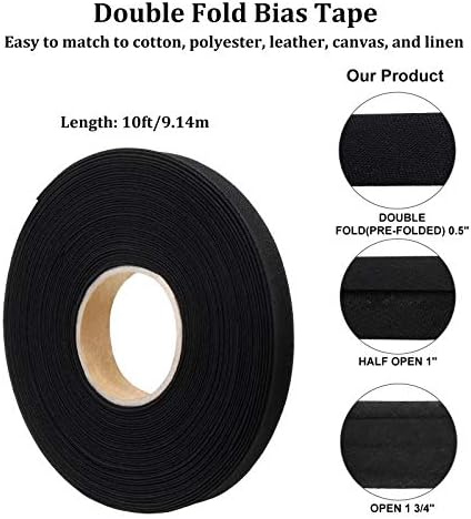 Jetec 1/2" Double Fold Bias Tape Cotton for Sewing, 1/2"X 10 Yards
