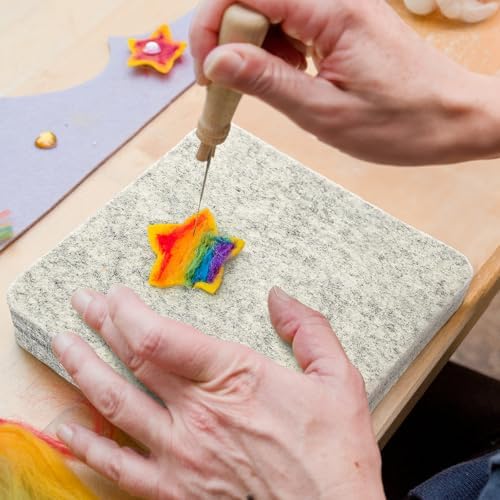 Nicunom 3 Pack Needle Felting Mat, Natural Wool Needle Felting Pad