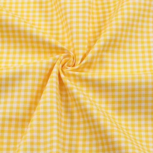 Yellow Gingham Cotton Quilting Fabric 2 Yards, Precut 72" x 63"