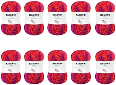 500g(10x50g) Acrylic Yarn for Crocheting and Knitting, Colorful