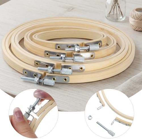 4Pcs Round Embroidery Hoops, 3/4/5/6 inch Round Adjustable Cross
