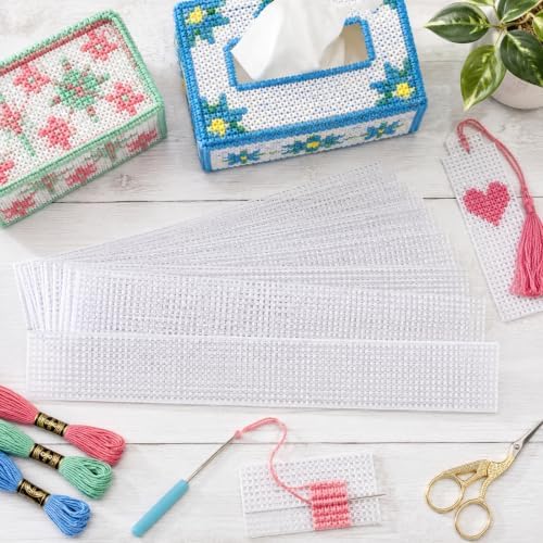 Essential by Leisure Plastic Canvas #7 Mesh Strips, 1.5"X10", Clear
