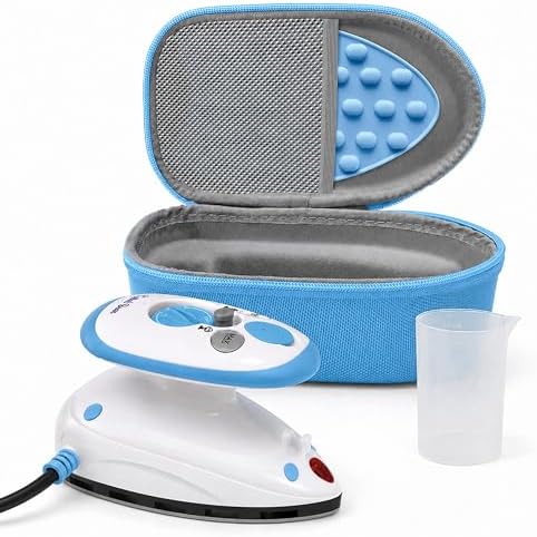 The Quilted Bear Premium Mini Steam Iron for Quilting and Travel, Blue