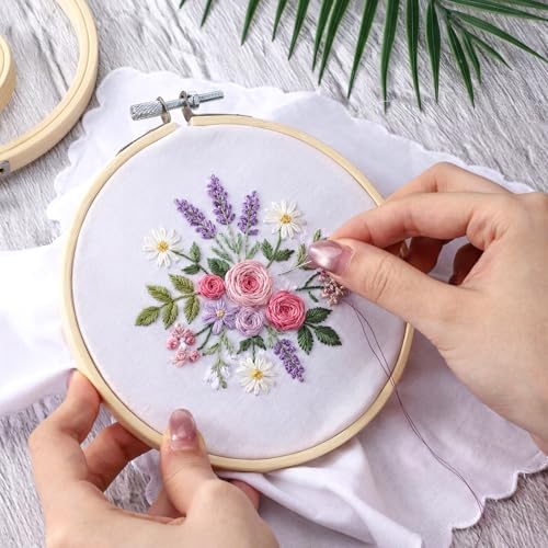 4Pcs Round Embroidery Hoops, 3/4/5/6 inch Round Adjustable Cross