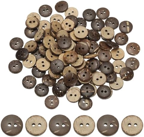 Natural Coconut Shell Buttons, 2 Holes Wooden Buttons - Fitting for