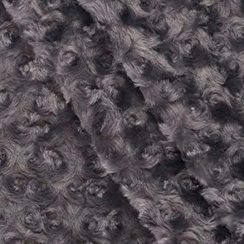 Mook Fabrics Plush Rose Minky Fabric, Grey Cut by The Yard