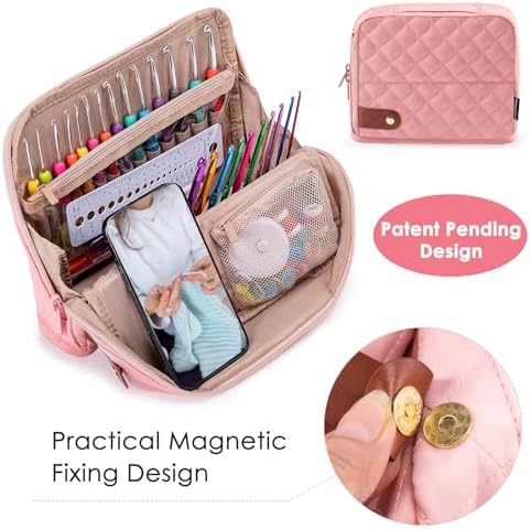 MYBAGZING Crochet Hook Case, Organizer for Hooks up to 7" &