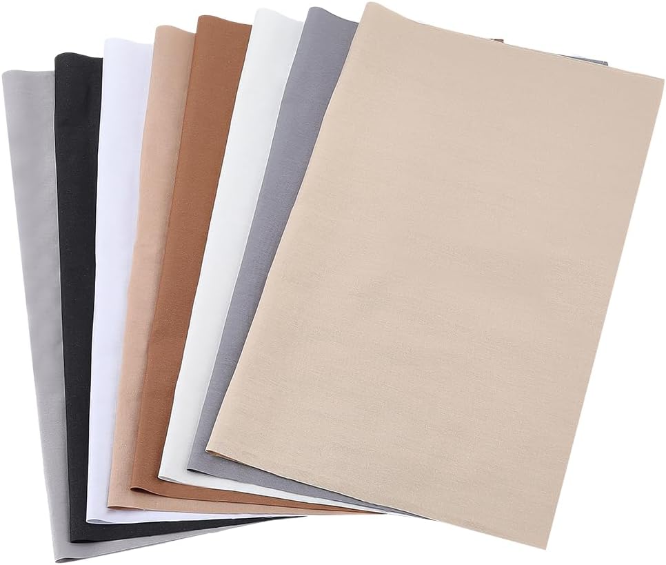 CRASPIRE 8Pcs 100% Cotton Quilting Fabric Bundles Solid Color Brown