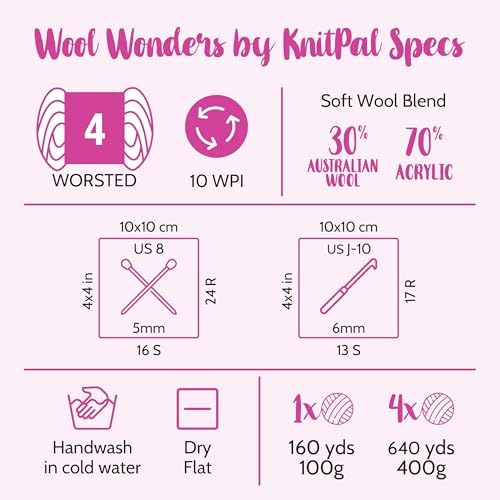 Wool Wonders #4 Worsted Weight Wool Yarn, 4-Pack(640Yds/400G) Sandy