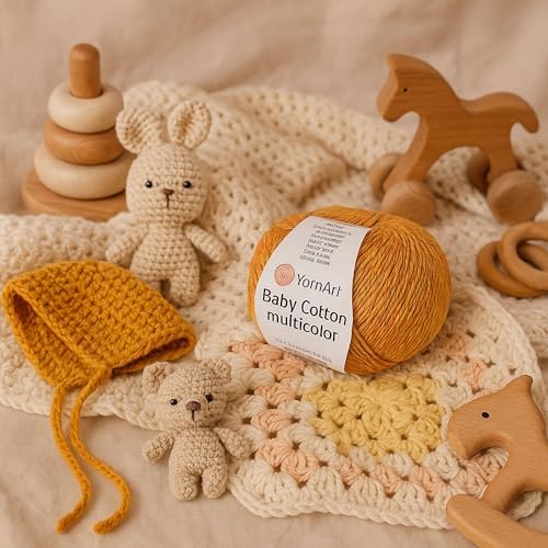 YarnArt Baby Cotton Multicolor Yarn – 50% Cotton 50% Acrylic – 50g
