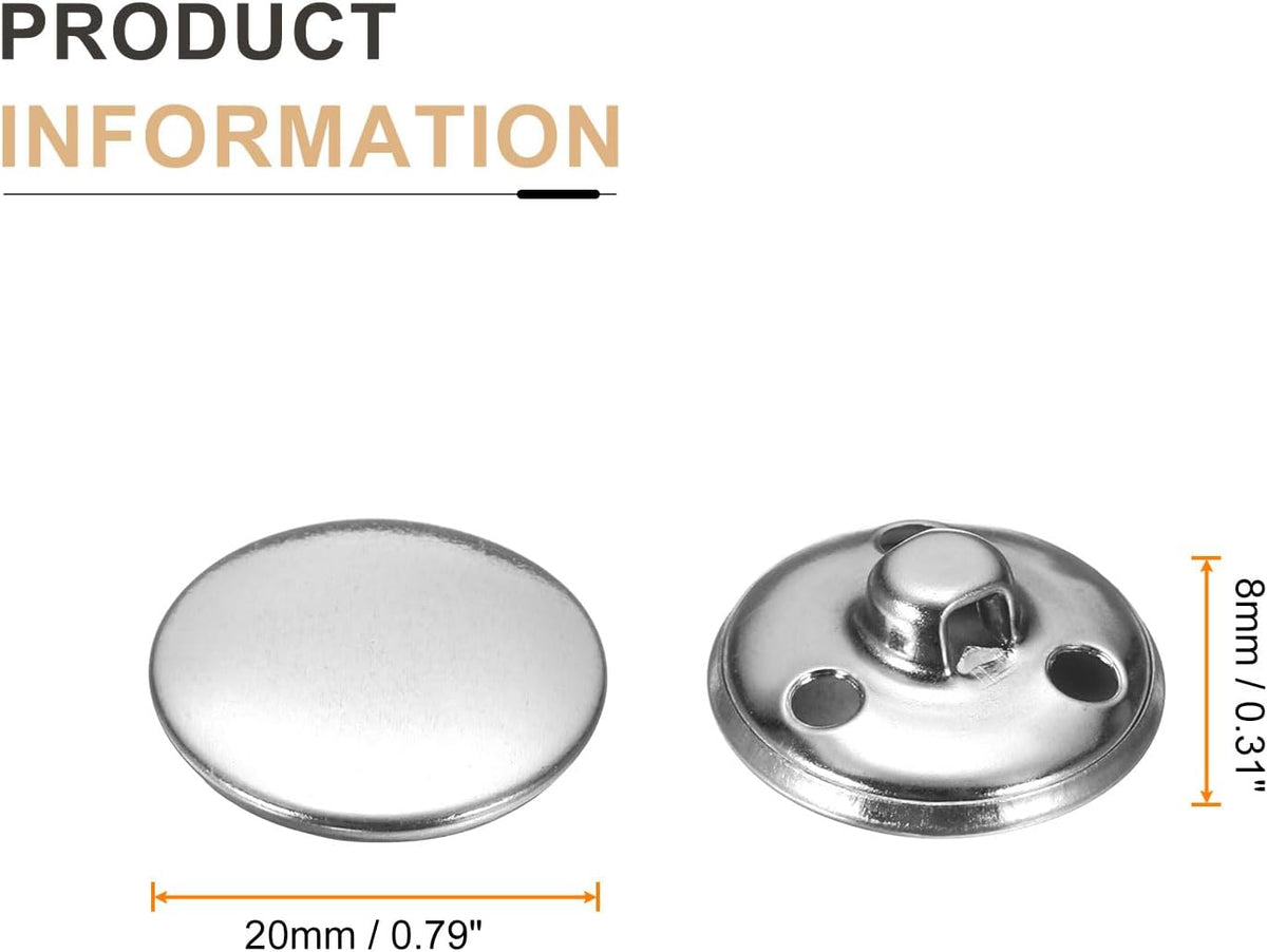 HARFINGTON Metal Antiqued Button 20mm 10pcs, Silver