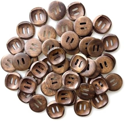 MTCELL 30 Pcs Classic Wooden Buttons, 30mm (1.18 Inches), Brown