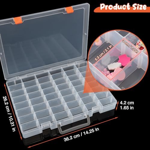 Large 48 Grids Clear Plastic Organizer Box with Adjustable Dividers