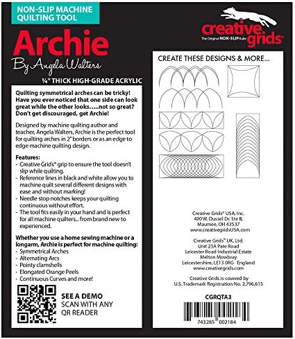 Creative Grids Machine Quilting Tool Archie - CGRQTA3 - Made in USA