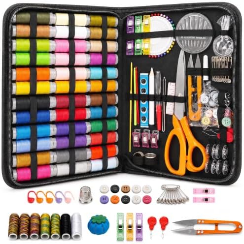 JJRING 205 PCS Sewing Kit for Adults with Portable Handbag, Black