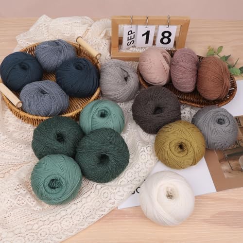 NICEEC 4 Skeins Soft Merino Wool Yarn- Blue Series