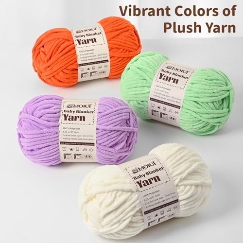 Fluffy Chunky Yarn for Crocheting, Chenille Crochet Yarn 6 Super