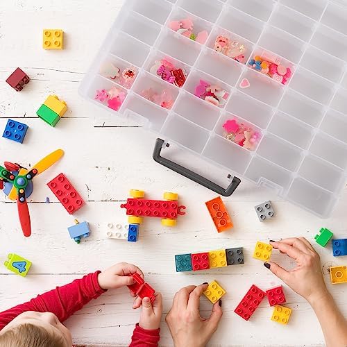 Large 48 Grids Clear Plastic Organizer Box with Adjustable Dividers
