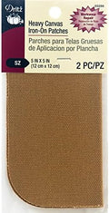 Heavy Canvas Iron-On Patches, 5" x 5", Golden Brown, 2 Count