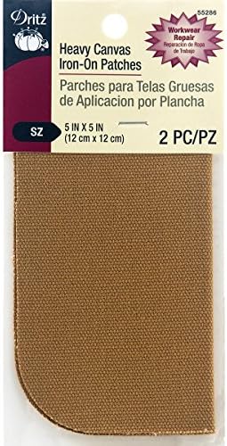 Heavy Canvas Iron-On Patches, 5" x 5", Golden Brown, 2 Count