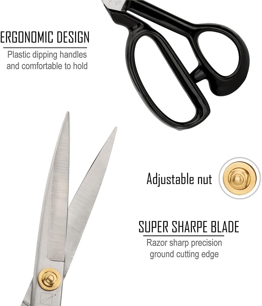 Heavy Duty Fabric Scissors 10 inch, Tailor's Dressmaking Shears