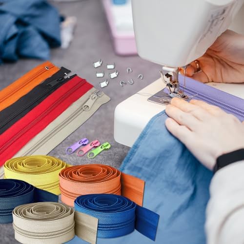 #5 Nylon Coil Zipper Tape for Sewing 60 Yards 20Pcs Sewing Zippers