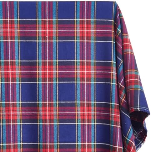 Flannel Brushed Tartan Plaid Fabric Geometric Hypoallergenic Cotton