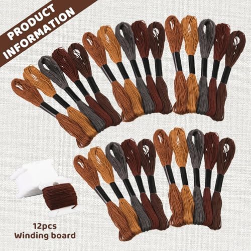 25 Skeins Embroidery Thread, Brown Series Cotton Embroidery Floss