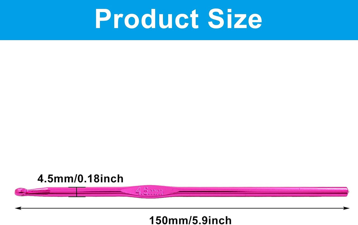 Auvotuis 4.5mm US Size 7 Aluminum Crochet Hook Knitting Needles, 6Pcs