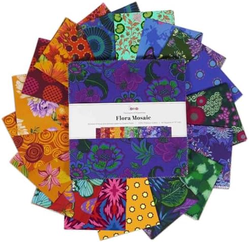 Soimoi Flora Mosaic 10-Inch Cotton Precut Squares – 40 Pack